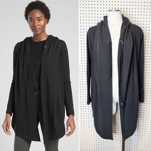 Athleta | Vista Wrap Open Front Cardigan‎ w/ Hoodie in Black Sz. XS